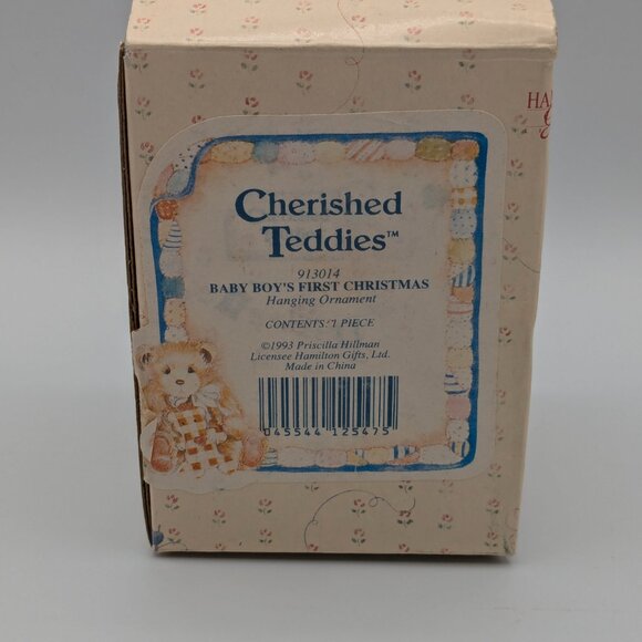 Cherished Teddies Baby Boy's First Christmas Hanging Ornament (913014) 1993 - Picture 7 of 9